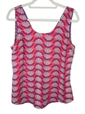 Kaari Blue Pink Shell Print Tank Top Size M Sleeveless Blouse